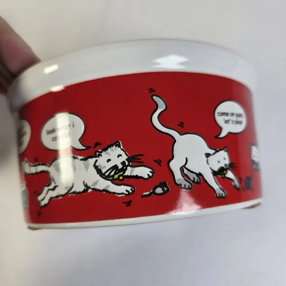 Signature Housewares Talking Cat By Riviera Van Beers Pet Bowl Stoneware 6x3